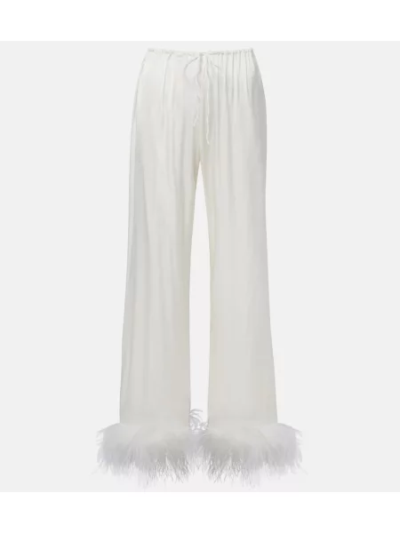Pantaloni Oseree din satin alb