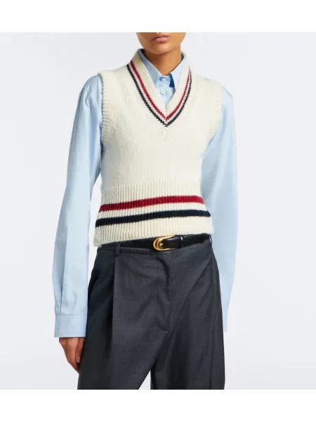 Vlněná vesta Thom Browne bílá
