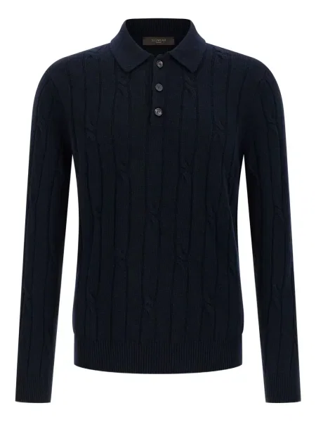 Tricou polo Zanone tricotate albastru