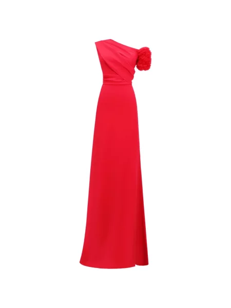 Rochie maxi Gemy Maalouf cu un umăr gol lungă de costum roșu