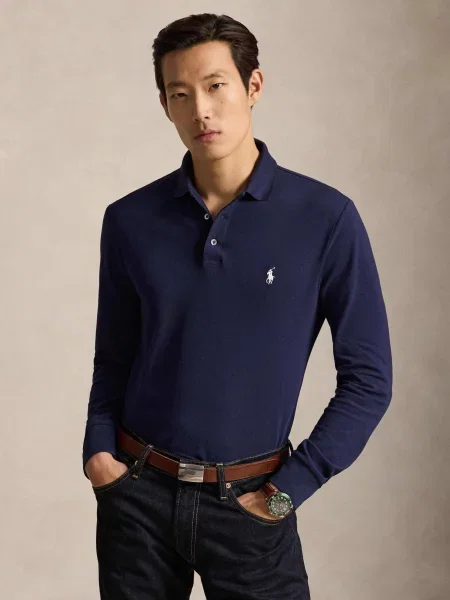 POLO RALPH LAUREN Tenisz póló | Custom slim fit | stretch mesh kék