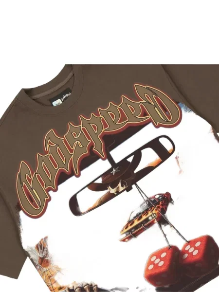 Tricou Godspeed cu imagine alergare maro