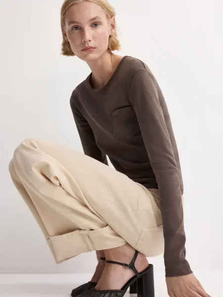 Лонгслів MANGO коричневий