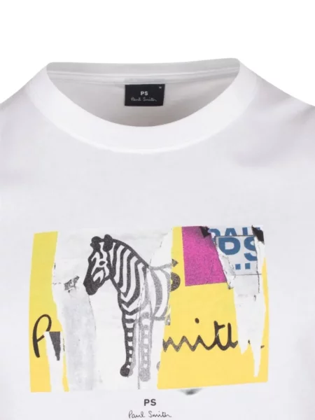 Scurt tricou Ps Paul Smith cu imagine cu model zebră alb