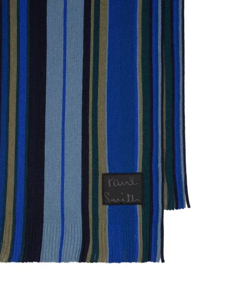 Fular Paul Smith de lână cu dungi albastru