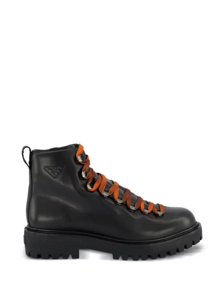 Botine Prada din piele cu autograf negru