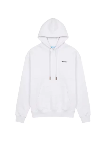 Hanorac cu glugă Off-white cu imagine alb