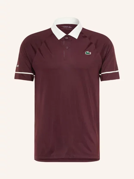 Lacoste Funkční Polokošile Slim Fit tmavě červená bílá