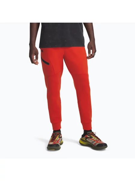 Мъжки тренировъчни панталони Under Armour Unstoppable Fleece Jgr surplus orange black черно