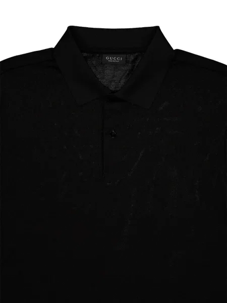 Μεταξωτό ριγέ polo Gucci μαύρο