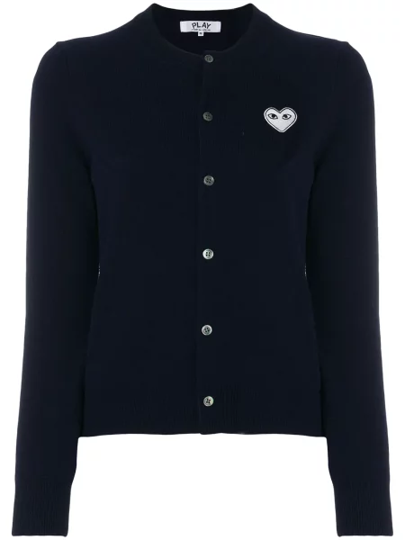 Cardigan Comme Des Garcons Play cu broderie cu motiv cu inimi albastru