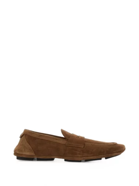 Pantofi loafer Dolce & Gabbana din piele de căprioară cu autograf maro