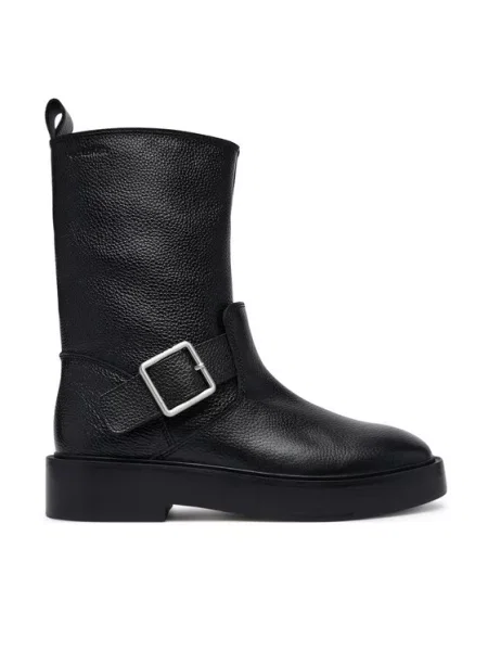 Calvin Klein Botki Conc Welt Mid Biker Boot Lth czarny