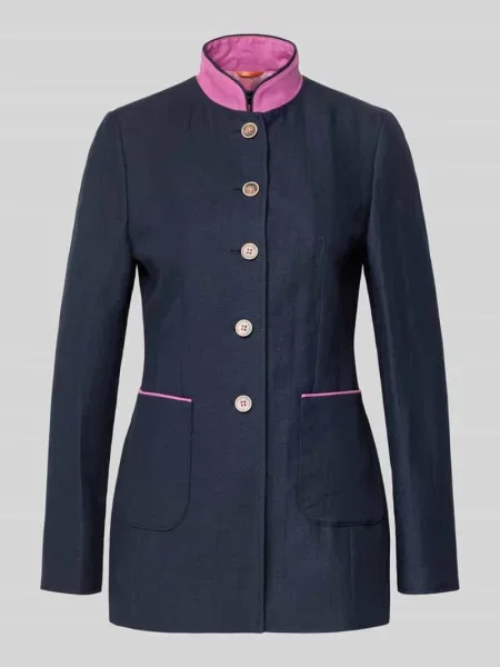 Marynarka o kroju slim fit z Mieszanka lnu i bawełny White Label granatowa