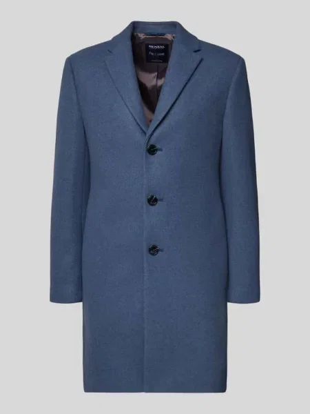 Płaszcz wełniany o kroju regular fit z kołnierzem z połami Mcneal niebieski