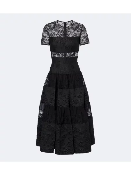 Rochie midi Elie Saab din dantelă negru