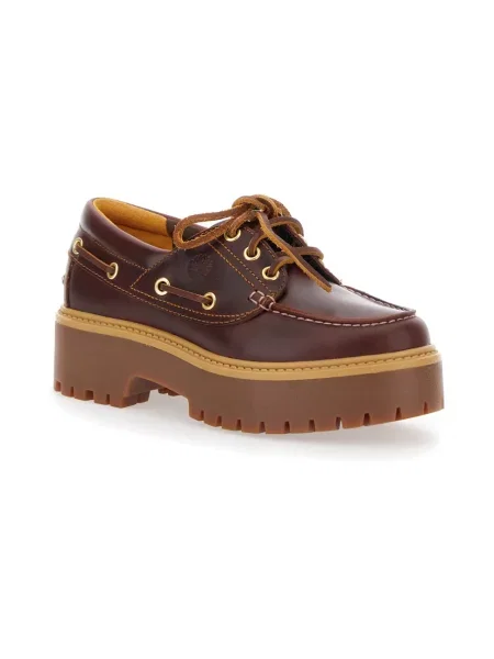 Timberland mokasyny na platformie skórzane brązowe