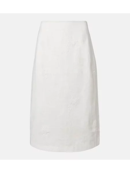 Lniana spódnica midi Sir. do kolan biała