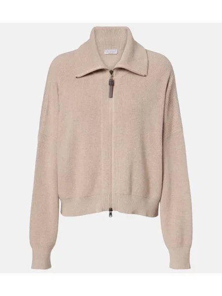 Geacă Brunello Cucinelli tricotate bej