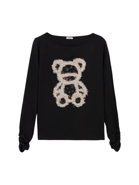 Top Oltre z nadrukiem z dżerseju czarny