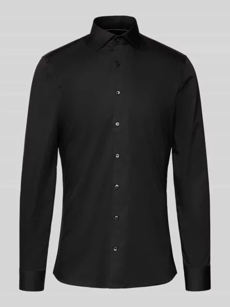 Koszula biznesowa o kroju super slim fit z listwą guzikową Olymp No. Six czarna