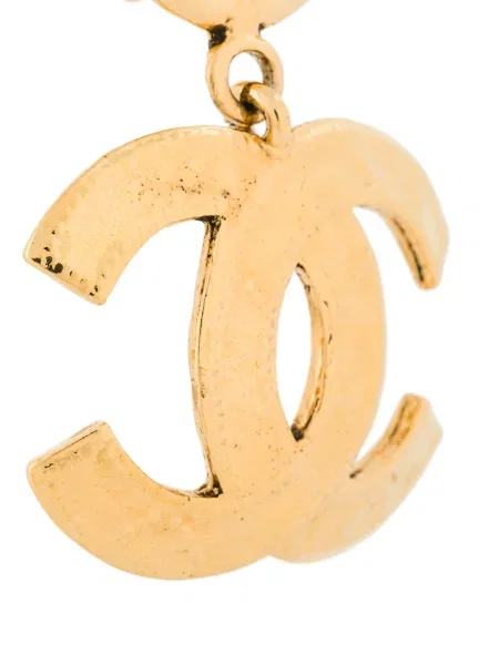 Náušnice Chanel Pre-owned s autogramem zlaté