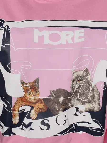 Bluza z kapturem Msgm z nadrukiem różowa