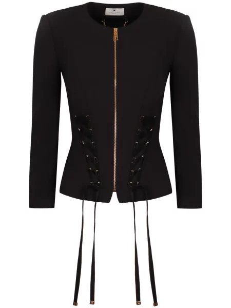 Geacă Elisabetta Franchi cu șireturi din dantelă negru