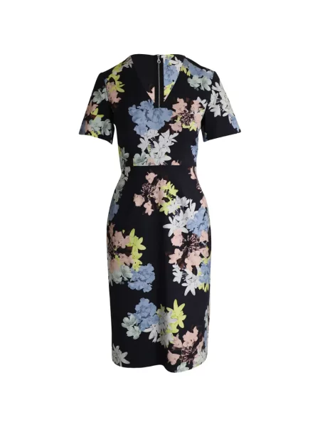 Rochie midi Erdem cu model floral cu imagine până la genunchi negru