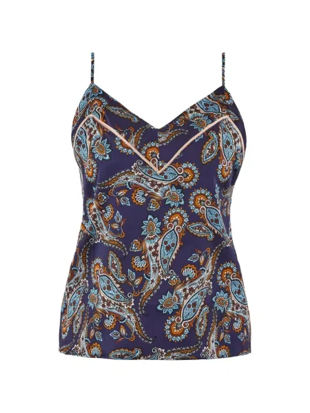 Μεταξωτός τοπ Aubade με σχέδιο paisley μπλε