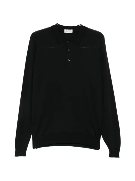 Lung tricou polo John Smedley negru