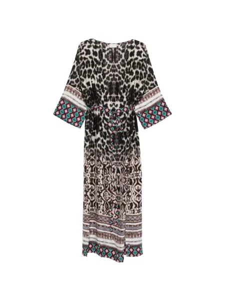 Rochie maxi Pierre-louis Mascia de mătase cu imagine cu model leopard