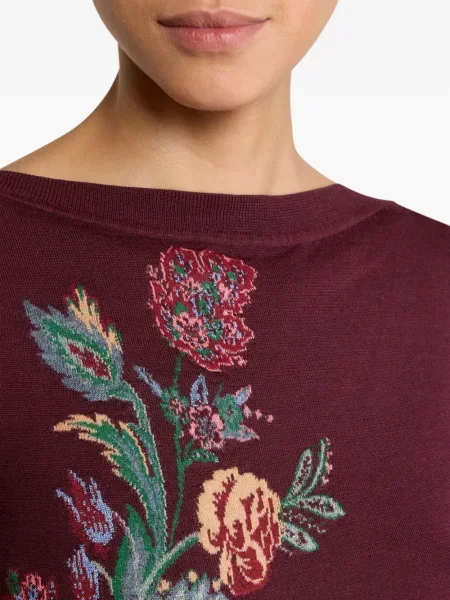 Pulover Etro cu broderie cu model floral din jacard