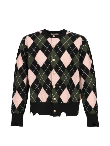 Cardigan Masu zdrențuiți cu model argyle negru
