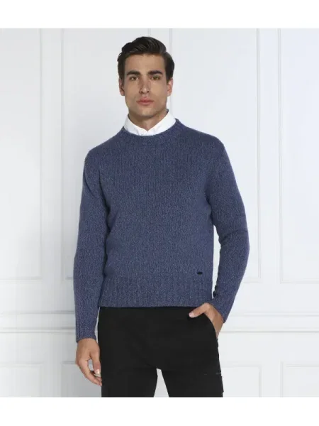 HUGO de lână pulover siogul | oversize fit albastru