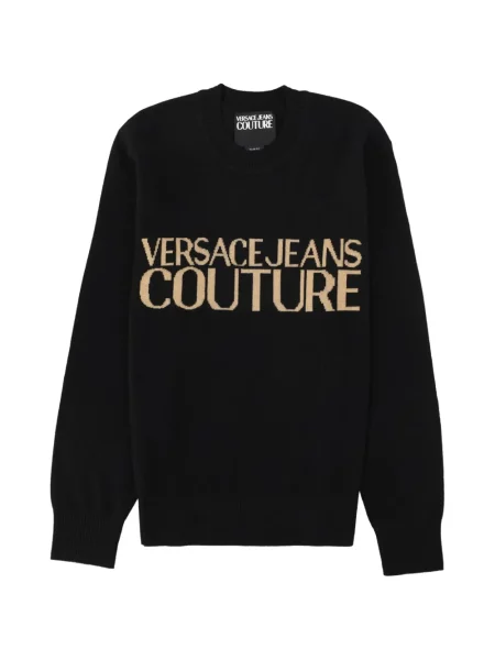 Pulover Versace Jeans Couture cu decolteu rotund cu autograf negru