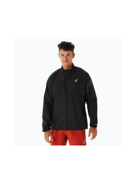 Бігова куртка ASICS Icon performance black / stadium orange чорна