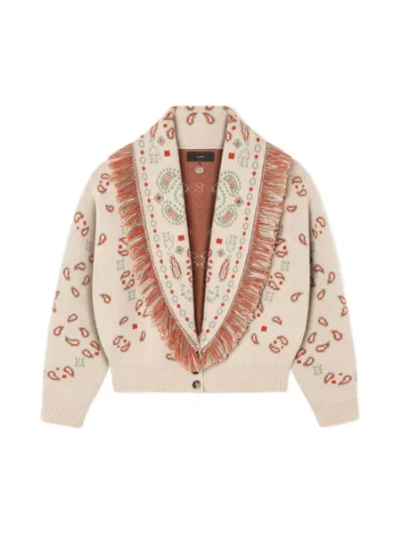 Wielobarwność kardigan Alanui z frędzli żakardowy
