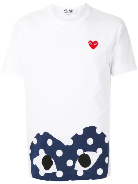 Tricou Comme Des Garcons Play cu imagine alb