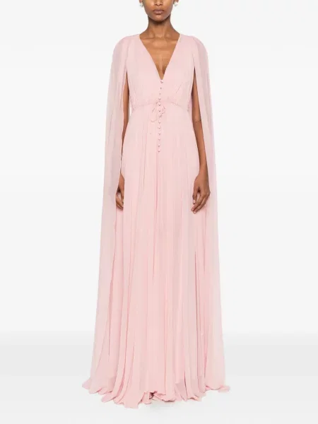 Rochie maxi Silk Love & Lace de mătase roz