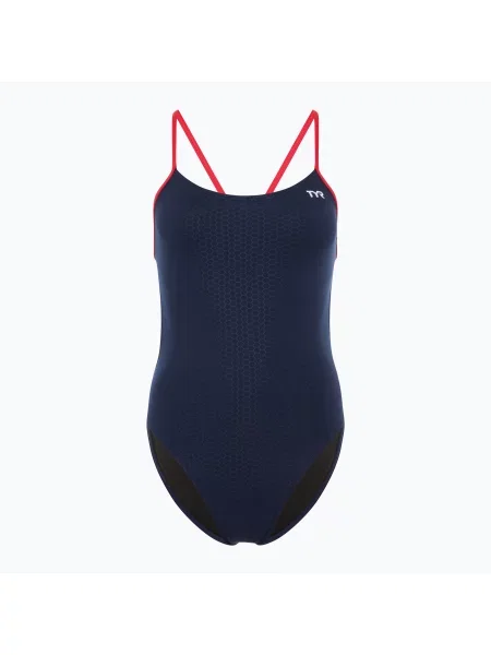 Дамски бански костюм от една част TYR Hexa Cutoutfit navy/red червено