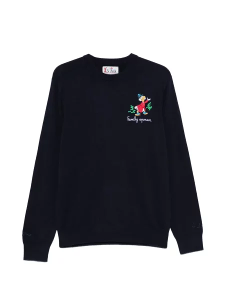 Pulover Mc2 Saint Barth cu broderie cu decolteu rotund albastru