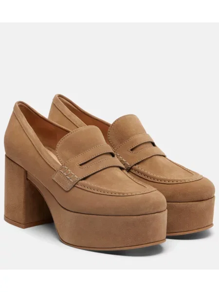 Pantofi cu toc Gianvito Rossi din piele de căprioară bej