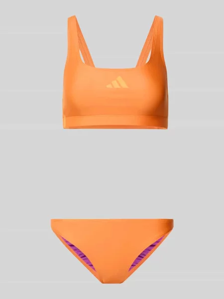 Zestaw bikini z detalem z logo Adidas Sportswear pomarańczowy