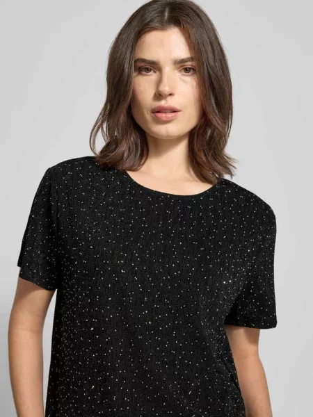 T-shirt krótki z okrągłym dekoltem model ‘SILNA’ Vila czarna