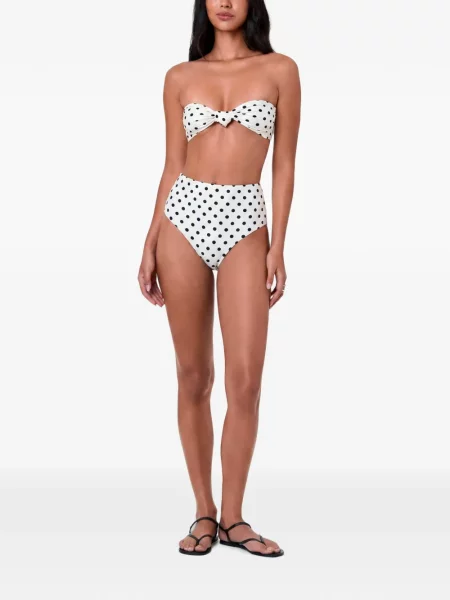 Bikini Nicholas cu talie înaltă cu buline alb