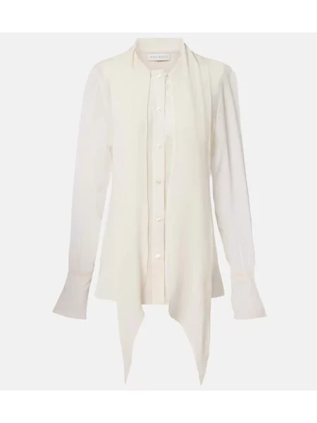 Bluză Nina Ricci de mătase alb