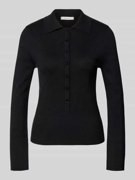 Bluzka z długim rękawem o kroju slim fit z mieszanki lyocellu i bawełny model ‘FLURA LUREX’ Selected Femme czarna