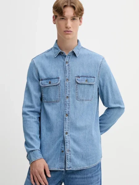Džínová košile Tommy Jeans regular s klasickým límcem modrá