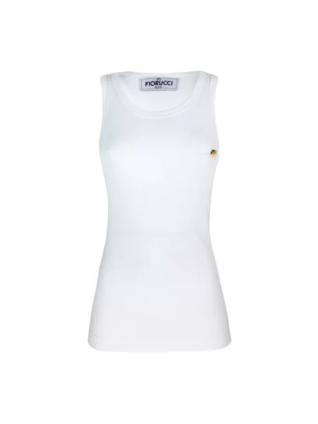Haftowany top Fiorucci bez rękawów biały